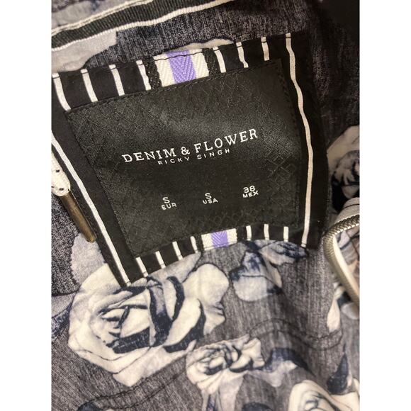 Denim & Floral Lightweight Jacket Floral Men’s Small - Picture 2 of 5